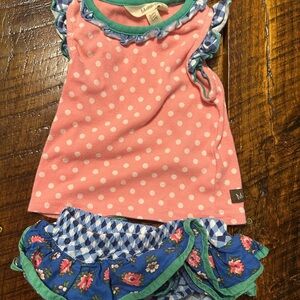 Matilda Jane Pink Polka Dot Diaper Cover with Blue Floral Accents